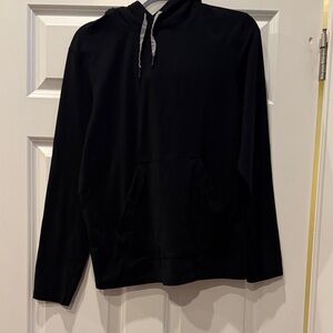 Lululemon Soft Jersey Pullover Black Hoodie with Gray Drawstrings